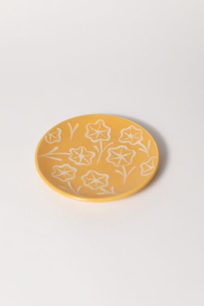 Pratinho de Cerâmica Floral Primavera Amarelo